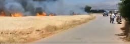 في البقاع... حريق كبير في حقل قمح